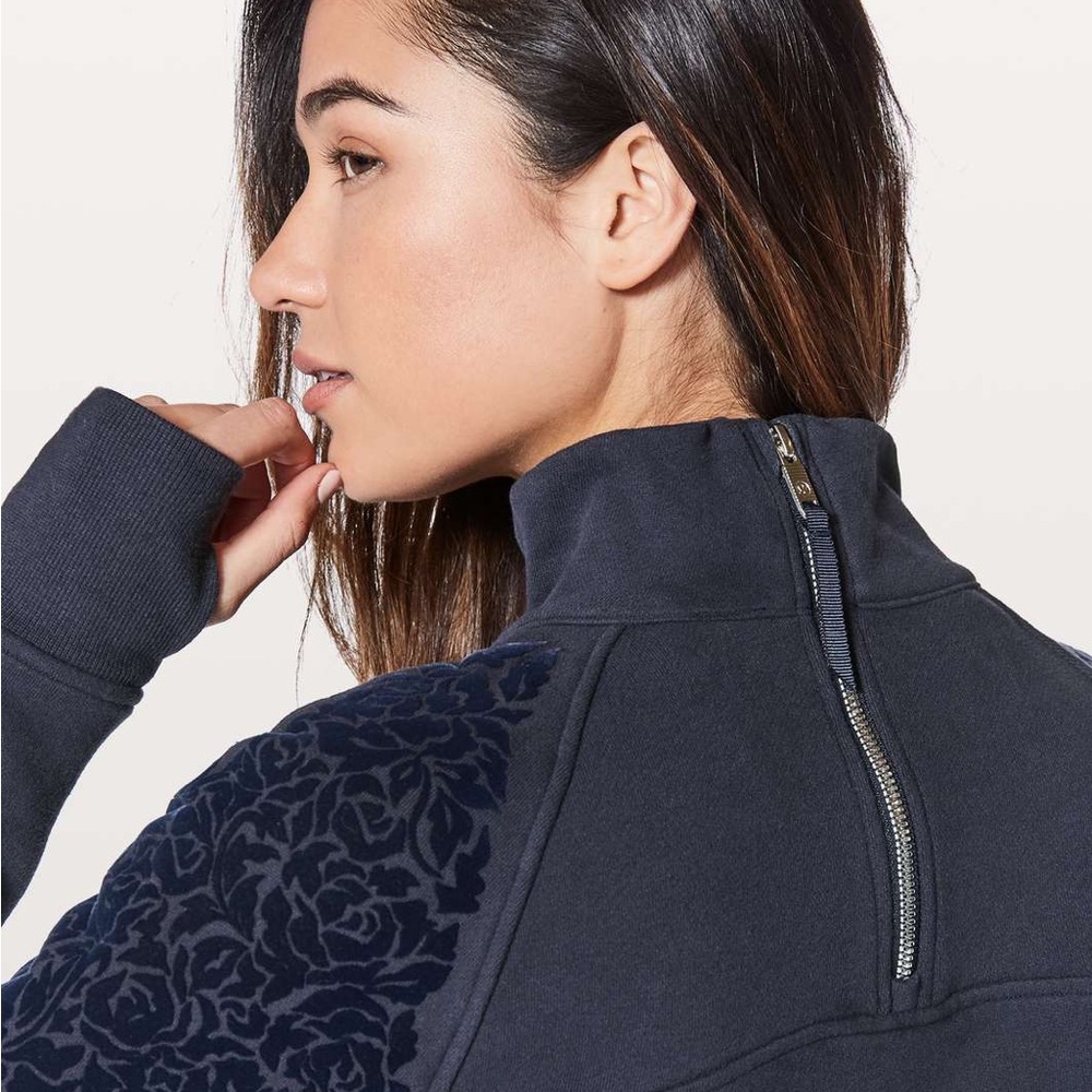 Lululemon Black Floral Flock Pullover